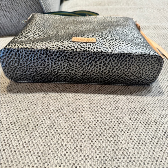 Consuela Textured Black Crossbody Bag with Multicolor Strap - Picture 2 of 6